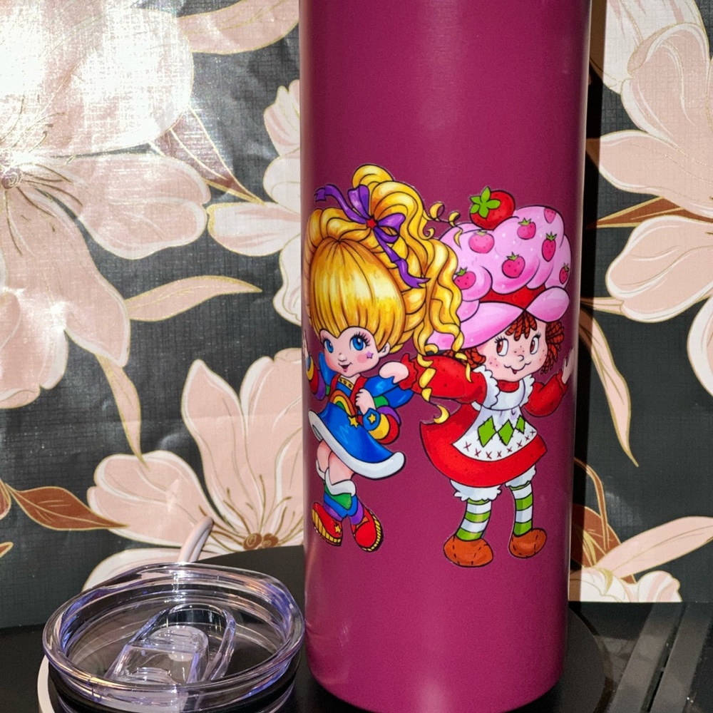 Burgundy stainless steel Tumbler with Cartoon Characters